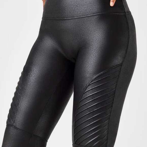 Spanx Leather Ribbed Leggings - Picture 2 of 4